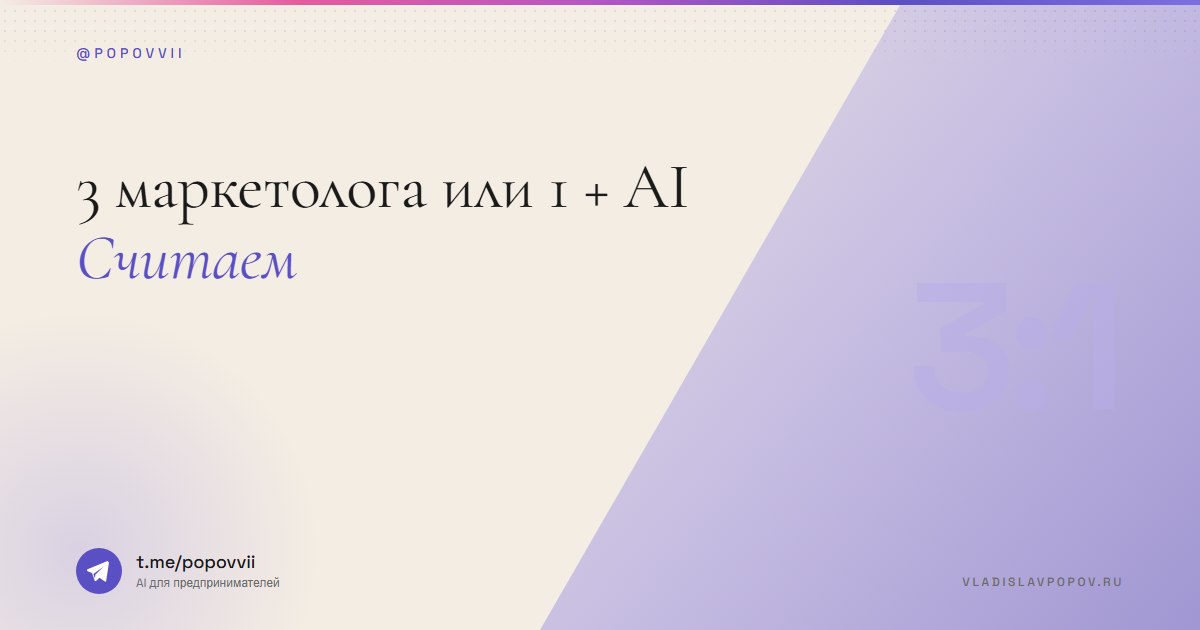 3 маркетолога или 1 + AI. Считаем